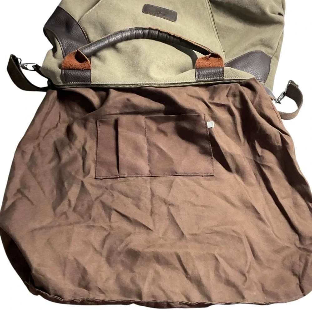 K2 Classic Fashion Tan Canvas Brown Faux Leather Accents Crossbody Messenger Bag